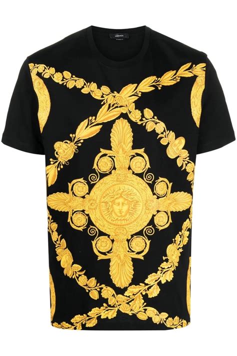 versace t shirt schwarz gold am rücken|VERSACE T.